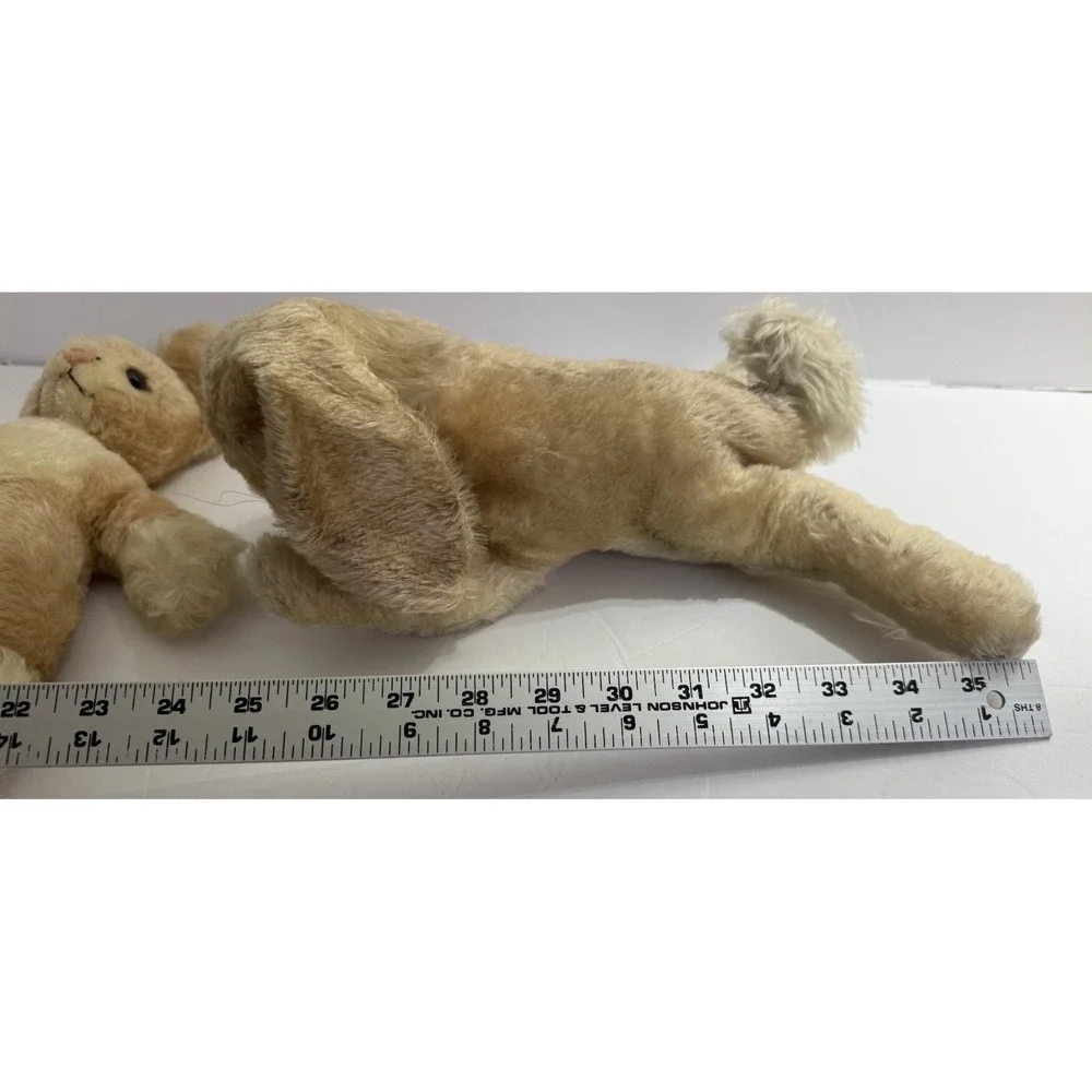 Vtg Bunny Rabbit Steiff Originals Floppy Hansi Ear Button Mohair Twist LOT Of 2